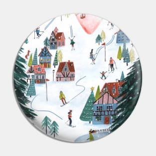 Ski Lodge cosy chalet skating snow village mountains Pin