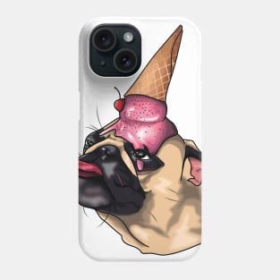 Cute Ice cream licking pug Phone Case