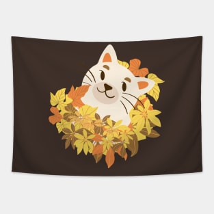 Cat in autumn leaves! Tapestry