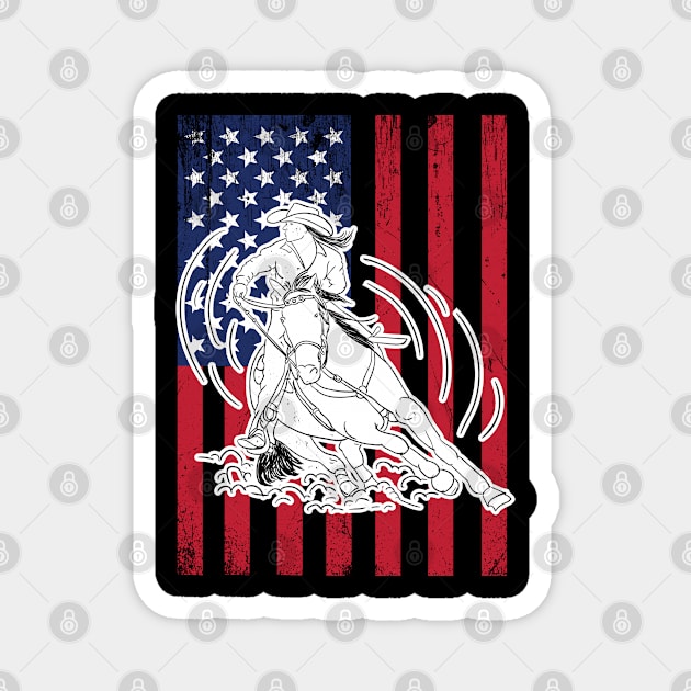 Barrel Racing - Barrel Racer American Flag Magnet by Kudostees