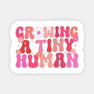 Groovy Growing A Tiny Human Pregnancy Baby Announcement Magnet