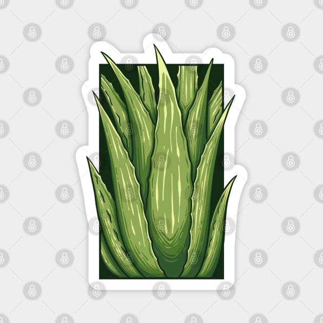 Vintage doodle illustration of Aloe vera Magnet by Wahyuwm48