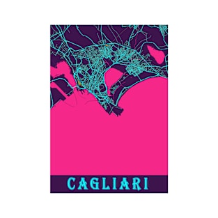 Cagliari Neon City Map, Cagliari Minimalist City Map Art Print T-Shirt