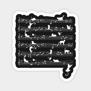 Cute Cat Kitty Playing Music Note Clef Musician Art Magnet