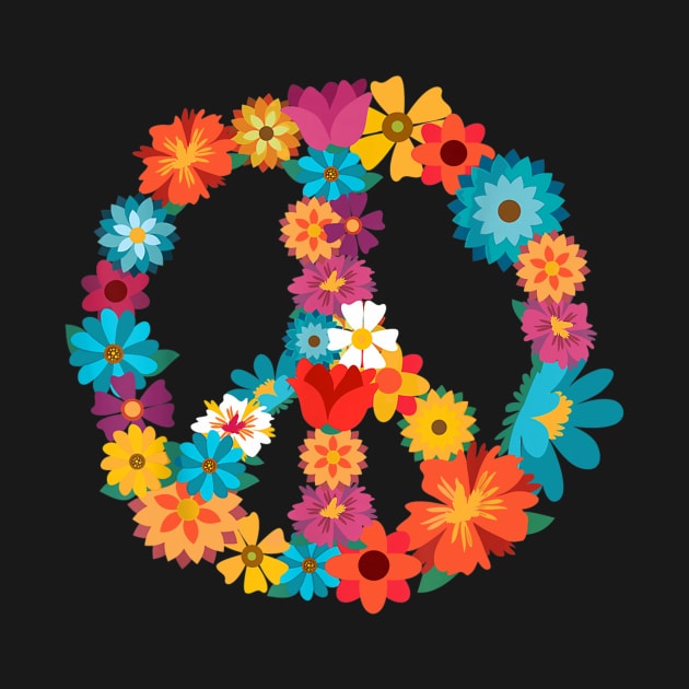 Peace Love Shirt  60_s 70_s Hippie Costume Colorful Flowers by craiglimu