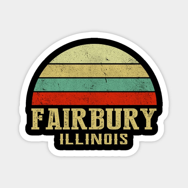 ILLINOIS - Vintage Retro Sunset FAIRBURY, IL Shirt Magnet by LIPTIN