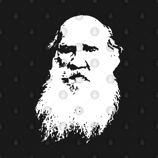 Leo Tolstoy White On Black by Nerd_art