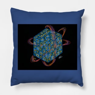 Quantum Sapphire Cube Pillow