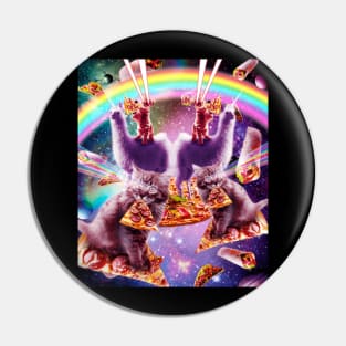 Laser Pizza Cat On Llama, Lazer Kitty Cats In Rainbow Space Pin