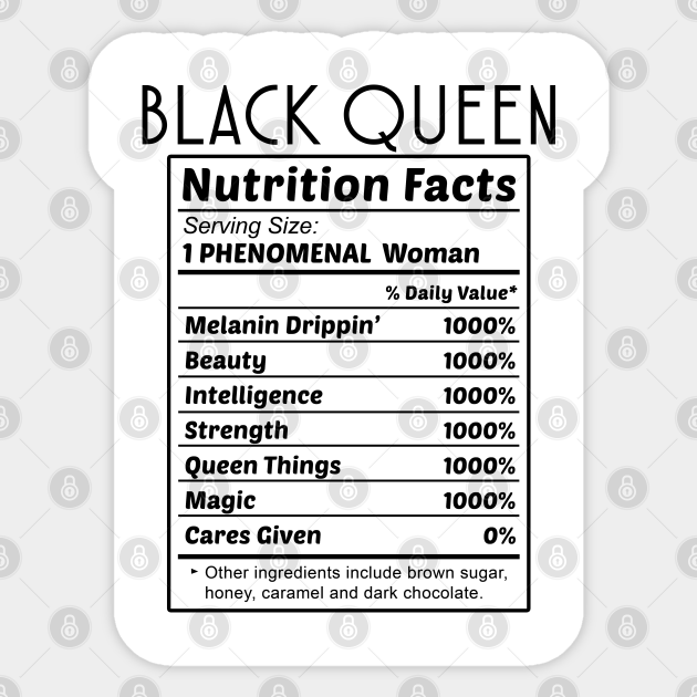 Black Queen Nutrition Facts - Nutrition Facts - Sticker ...