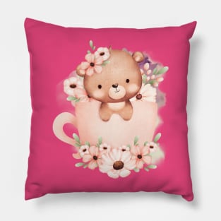 Cute Panda Bear Full Flower - Adorable Panda - Kawaii Panda Pillow