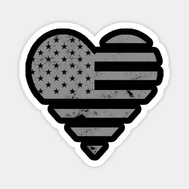 Gray Distressed American Heart Flag USA Patriotic - Heart Flag - 4th of July- I love USA - Gray Heart Flag Magnet by DazzlingApparel