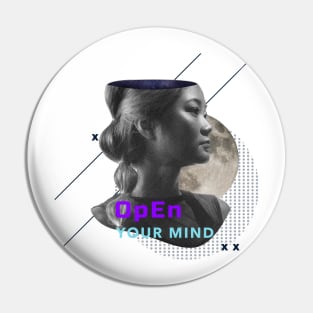 Surrealistic Woman Open Your Mind Hidden Message Pin