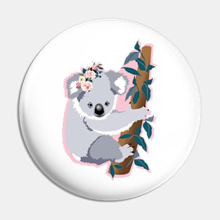 Koala Bear with flowers Pin