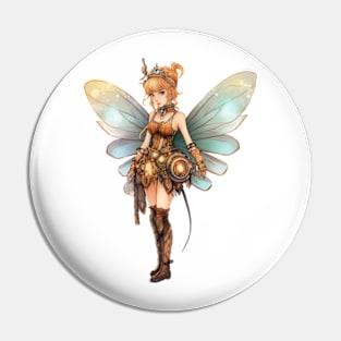 Watercolor Steampunk Fairy Girl #4 Pin