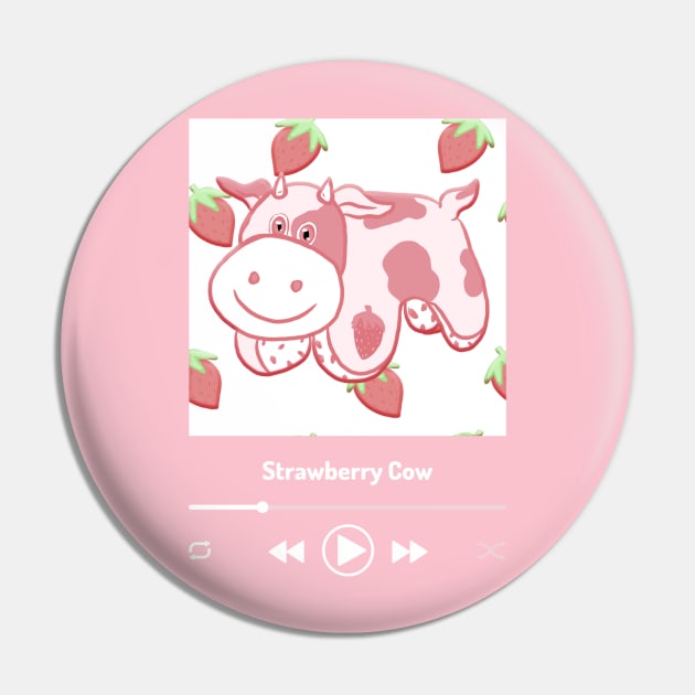 Strawberry Cow Song Pin by RoserinArt