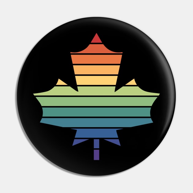 Muted Rainbow Gay Pride Horizon Maple Leaf Pin by Muzehack