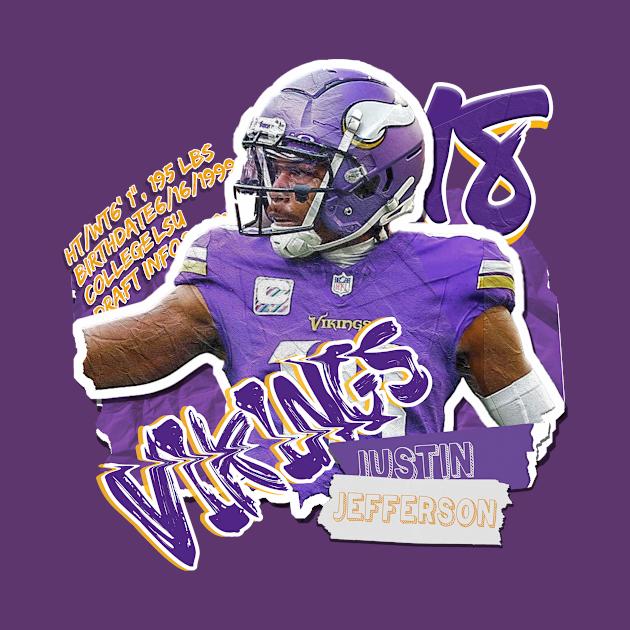 Disover Justin Jefferson Football Paper Poster Vikings 11 - Justin Jefferson - T-Shirt