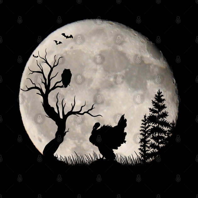 Romantic turkey with bat and owl in the moonlight full moon by BurunduXX-Factory