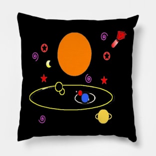 Star System illustration on Black Background Pillow