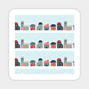 Winter Village STripes Magnet