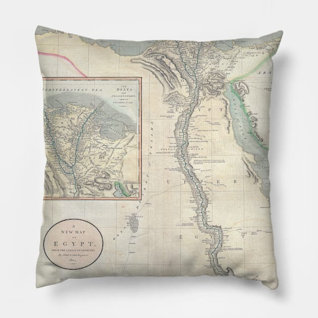 Vintage Map of Egypt (1805) Pillow by Bravuramedia