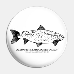 Landlocked Salmon with Common and Latin Names - fish design on white Pin