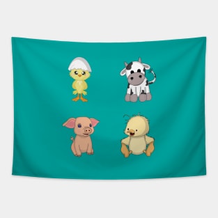 Cute Farm Animals Tapestry