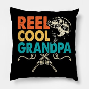 Reel Cool Grandpa Fishing Retro Vintage Pillow