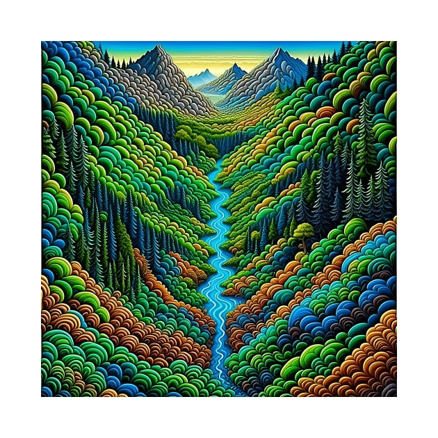 [AI Art] Green Valley, Optical Art Style by Sissely