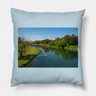 Pjesacki Pontonski Most Bridge in Karlovac, Croatia Pillow