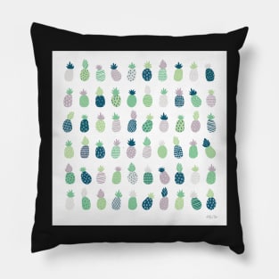 Pineapples in blue and greenery Pillow