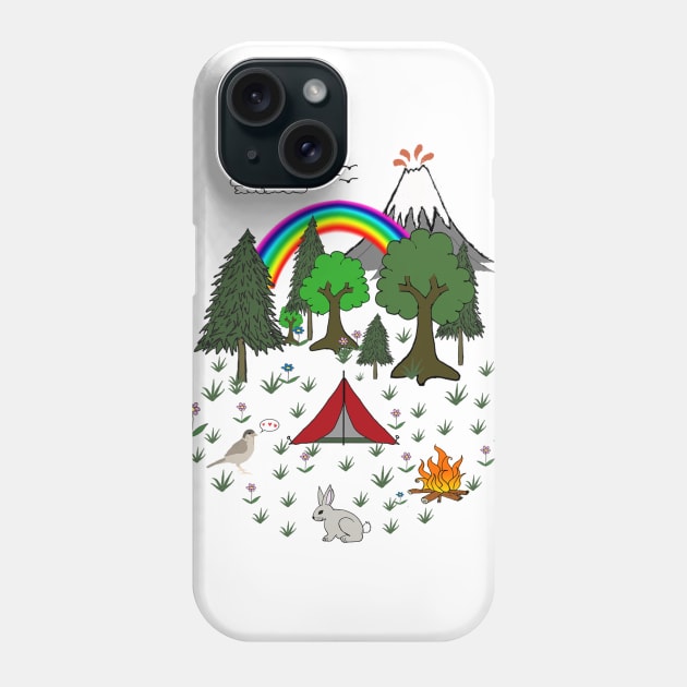 Cartoon Camping Scene Phone Case by wanungara