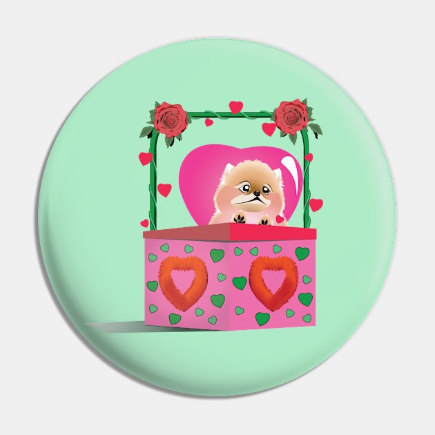 Puppy Pomeranian Valentine Pin by Kanom-Tom