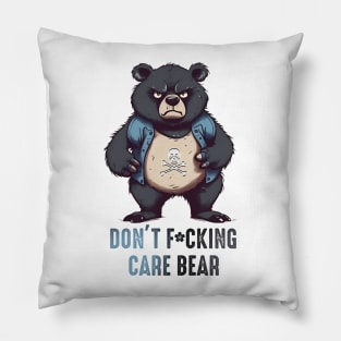 Don't care bear Funny Animal Quote Hilarious Sayings Humor Gift Pillow