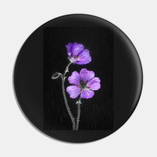 Purple Geraniums Pin