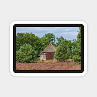 Farmhouse, heathland, heather blossom, Niederhaverbeck Magnet