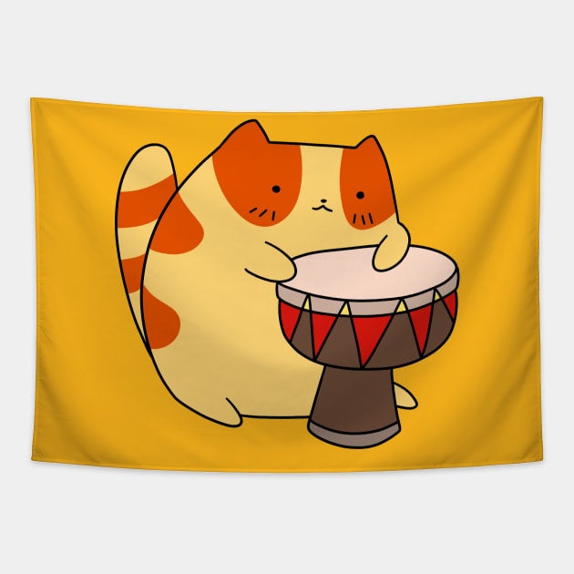 Djembe Tabby Cat Tapestry by saradaboru