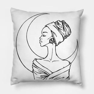 African Girl and Moon Pillow