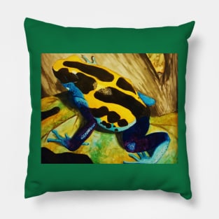 Poison Dart Arrow Frog--Blue and Yellow Pillow