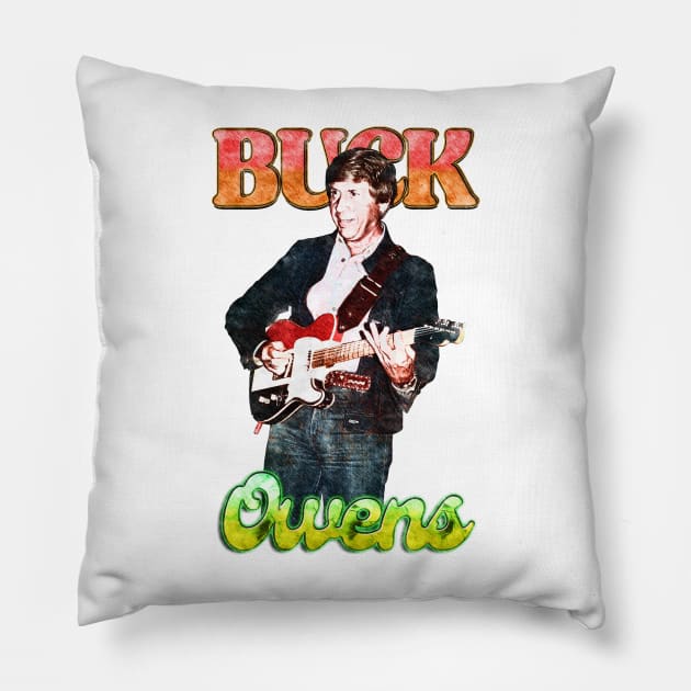 Buck Owens Bootleg Pillow by JAGOSTU