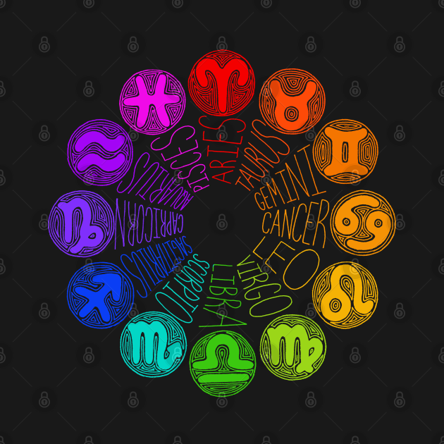 Zodiac Signs (rainbow) Zodiac TShirt TeePublic