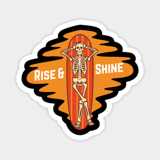 Rise And Shine Surfing Skeleton Magnet