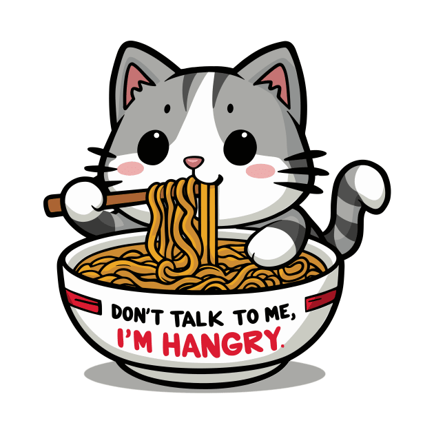 Hangry Cat Noodle Bowl Tee - Cute Foodie Cat Lover Shirt by DefineWear