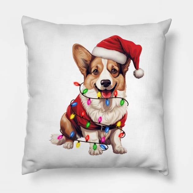 Christmas Cardigan Welsh Corgi Pillow by Chromatic Fusion Studio