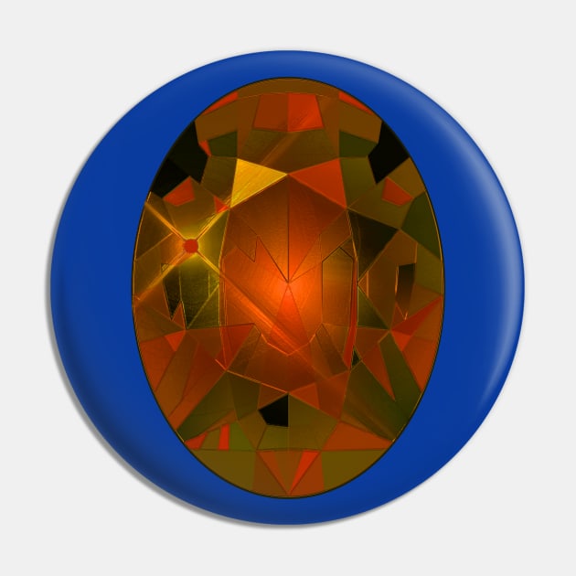 Orange and Yellow Oval Shape Gemstone Pin by The Black Panther