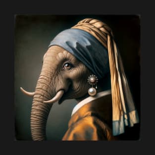 Wildlife Conservation - Pearl Earring Elephant Meme T-Shirt