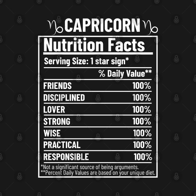 Capricorn Nutrition Facts Label by HobbyAndArt