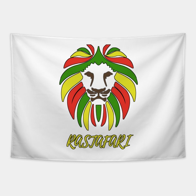 Reggae Rastafari lion with small text Tapestry by JENNEFTRUST