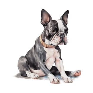 Boston Terrier Watercolor Style T-Shirt